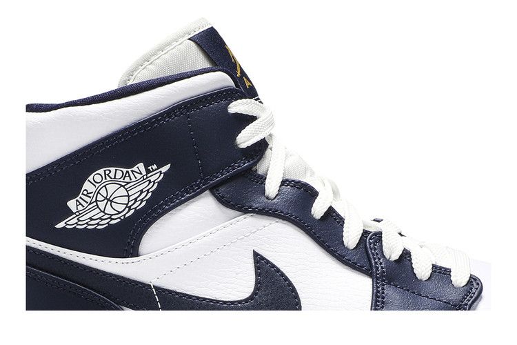 Air Jordan 1 Mid White Metallic Gold Obsidian