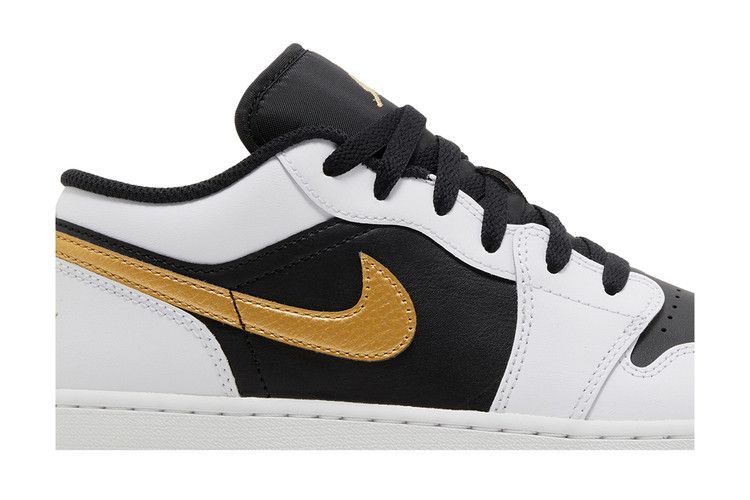 Air Jordan 1 Low White Black Metallic Gold Swoosh