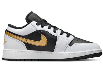 Air Jordan 1 Low White Black Metallic Gold Swoosh