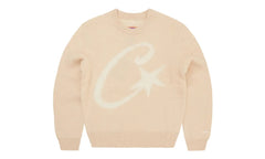 Corteiz C Star Mohair Knit Sweater Cream